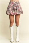 Vintage Floral Print Puff Skirt-Skirts-Krush Kandy, Women's Online Fashion Boutique Located in Phoenix, Arizona (Scottsdale Area)