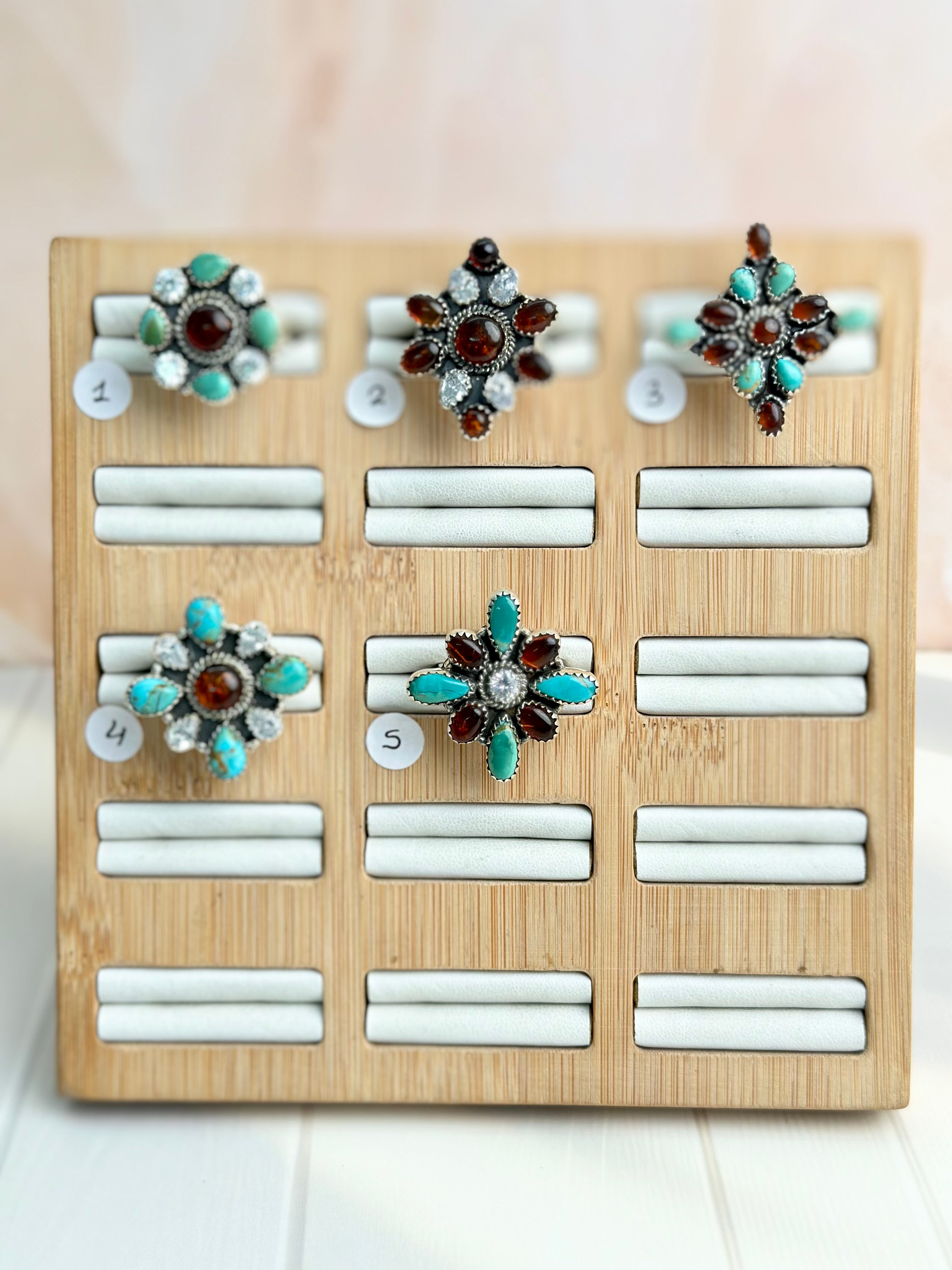 Amber, Turquoise &amp; Crystal Rings-Rings-Krush Kandy, Women&#39;s Online Fashion Boutique Located in Phoenix, Arizona (Scottsdale Area)