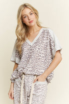 Mineral Washed Leopard Animal Print V-Neck Shirt-Tops-Krush Kandy, Women's Online Fashion Boutique Located in Phoenix, Arizona (Scottsdale Area)