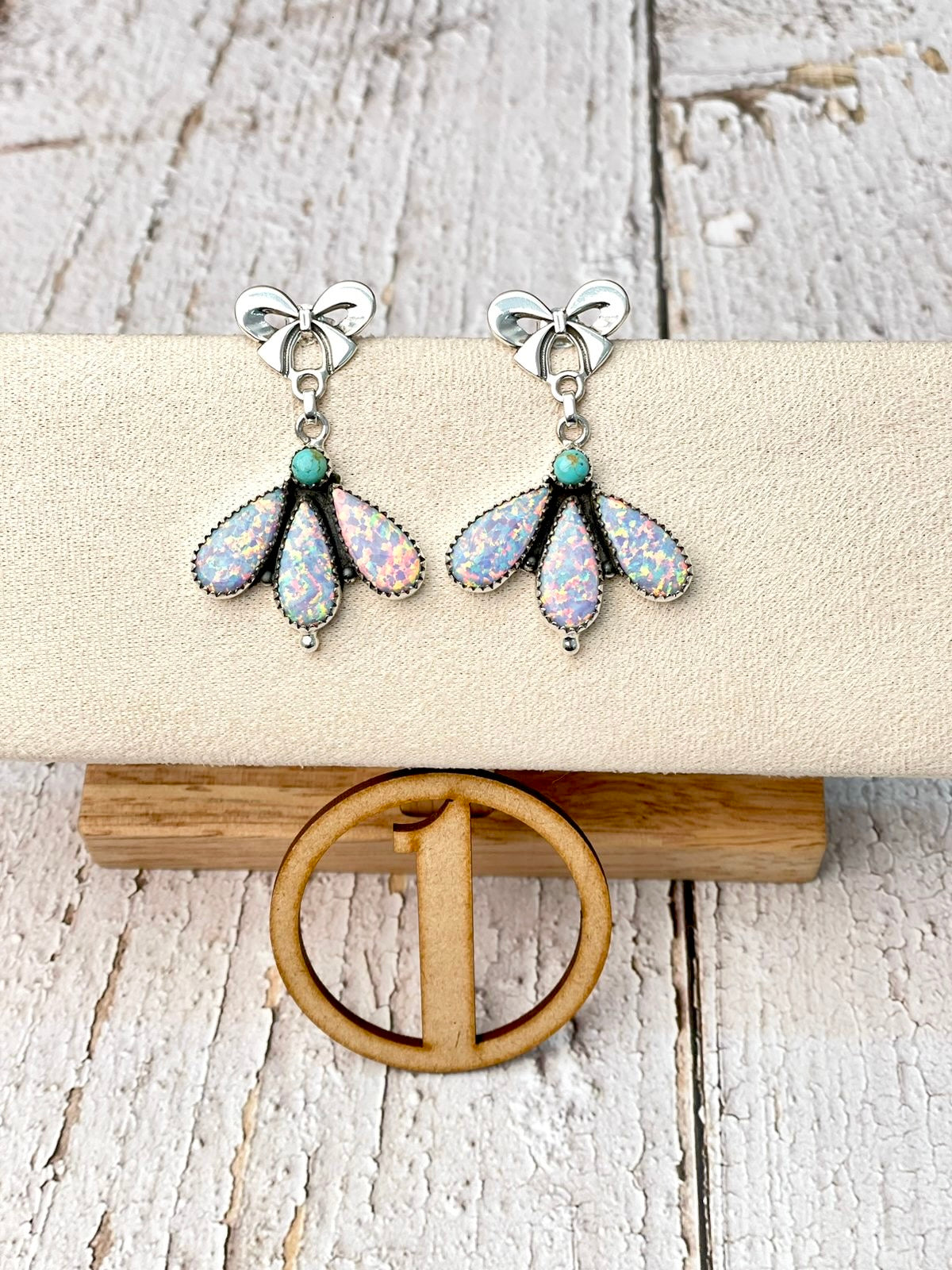 Dreamy Opal Bow Cluster Earrings-Earrings-Krush Kandy, Women's Online Fashion Boutique Located in Phoenix, Arizona (Scottsdale Area)