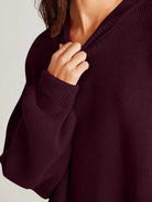 Double Take Side Slit Round Neck Long Sleeve Sweater-Sweaters-Krush Kandy, Women's Online Fashion Boutique Located in Phoenix, Arizona (Scottsdale Area)