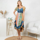 Boho Denim Patchwork Midi Dress-Dresses-Krush Kandy, Women's Online Fashion Boutique Located in Phoenix, Arizona (Scottsdale Area)