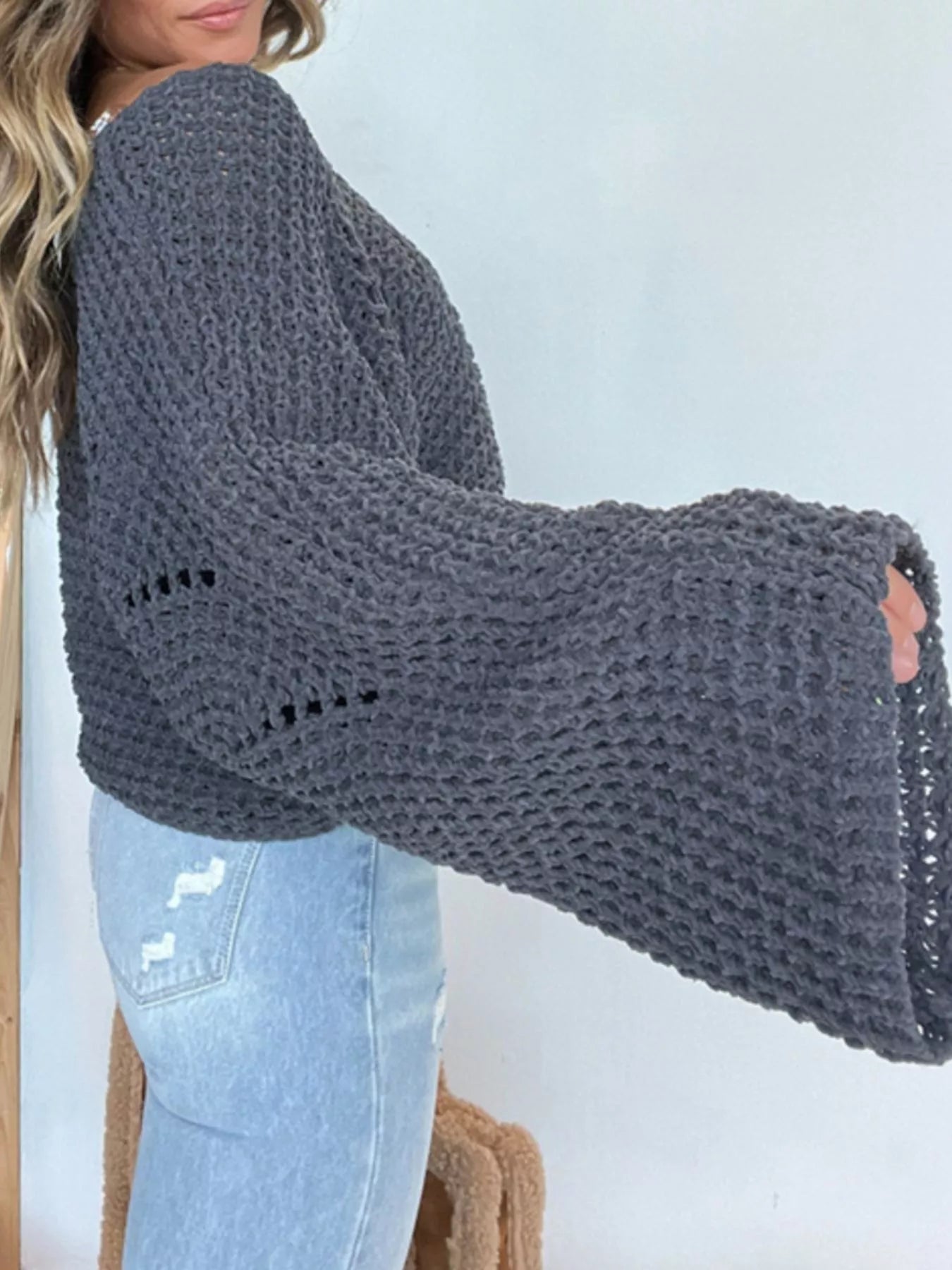 Openwork Batwing Sleeve Sweater-Sweater-Krush Kandy, Women's Online Fashion Boutique Located in Phoenix, Arizona (Scottsdale Area)