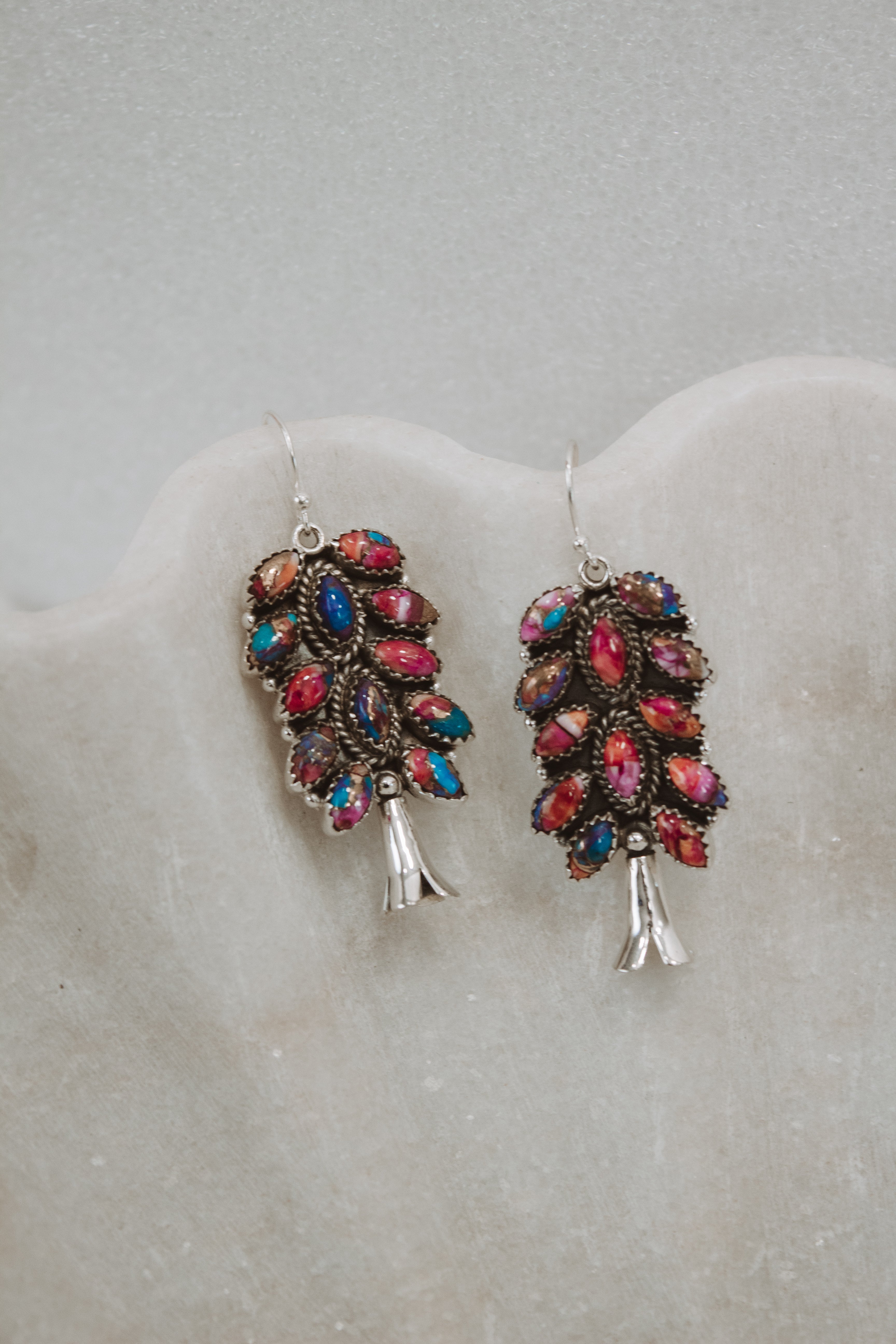 Squash Blossom Stone Cluster Earrings | Krush Exclusive-Drop Earrings-Krush Kandy, Women's Online Fashion Boutique Located in Phoenix, Arizona (Scottsdale Area)