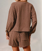 Double Take Checkered Half Button Top and Shorts Set-2 Piece Outfit Sets-Krush Kandy, Women's Online Fashion Boutique Located in Phoenix, Arizona (Scottsdale Area)