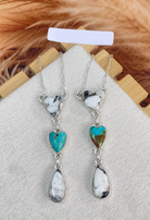 Turquoise & White Buffalo Heart Drop Necklace-Necklaces-Krush Kandy, Women's Online Fashion Boutique Located in Phoenix, Arizona (Scottsdale Area)