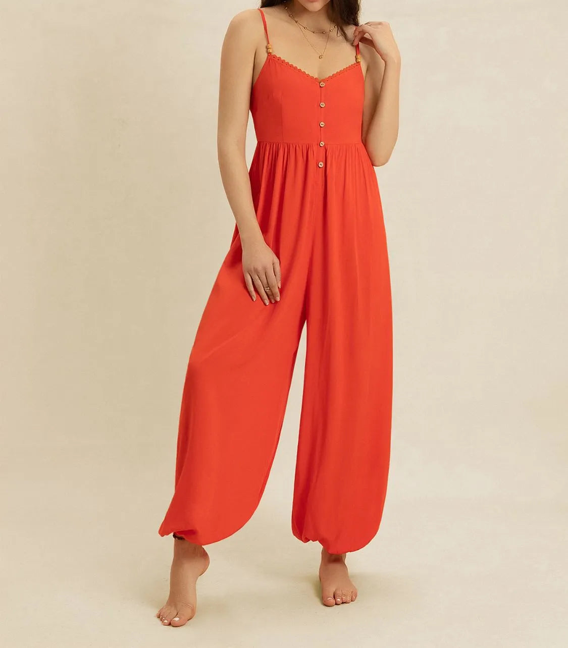 V-Neck Spaghetti Strap Jumpsuit-Jumpsuits & Rompers-Krush Kandy, Women's Online Fashion Boutique Located in Phoenix, Arizona (Scottsdale Area)