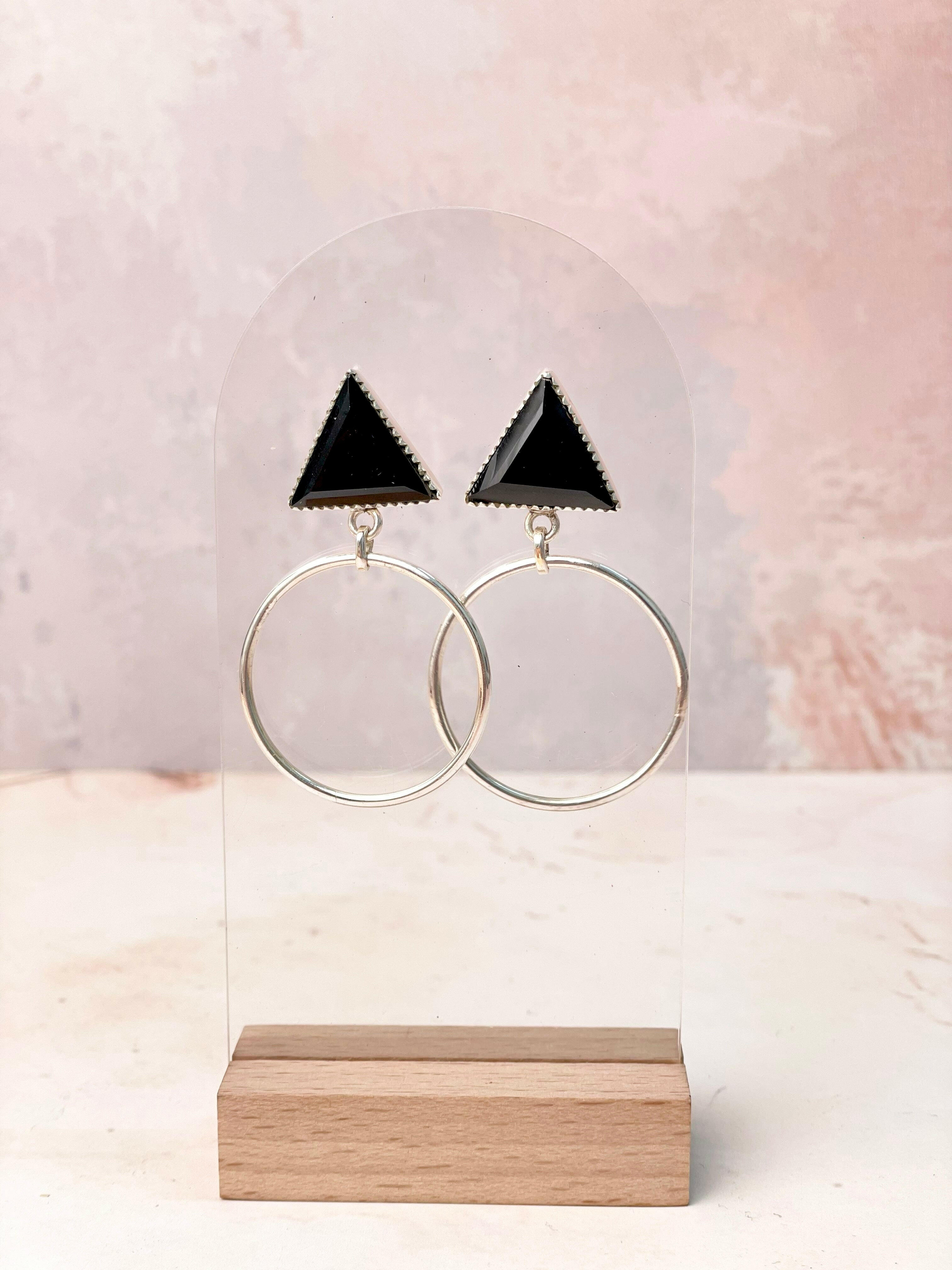 Tiffany's Triangle Single Stone Hoops-Earrings-Krush Kandy, Women's Online Fashion Boutique Located in Phoenix, Arizona (Scottsdale Area)