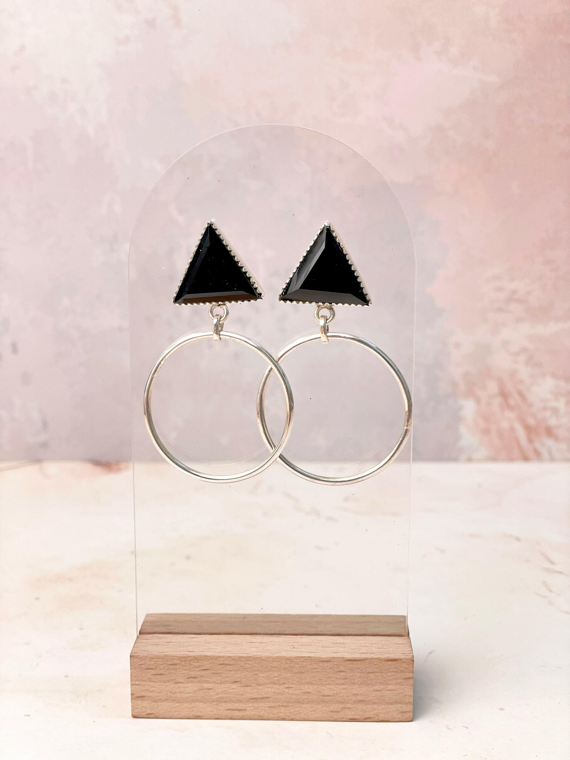 Tiffany's Triangle Single Stone Hoops-Earrings-Krush Kandy, Women's Online Fashion Boutique Located in Phoenix, Arizona (Scottsdale Area)