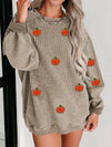 Pumpkin Round Neck Long Sleeve Sweatshirt-Krush Kandy, Women's Online Fashion Boutique Located in Phoenix, Arizona (Scottsdale Area)