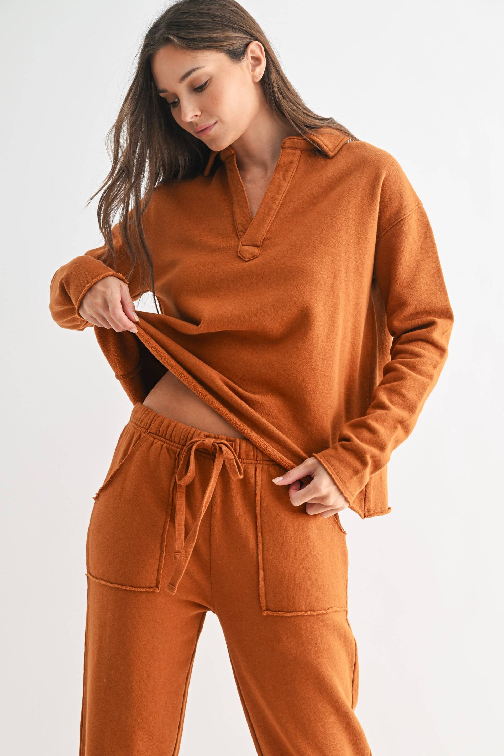 Henley Style Long Sleeve V-Neck Top-Long Sleeve Tops-Krush Kandy, Women's Online Fashion Boutique Located in Phoenix, Arizona (Scottsdale Area)