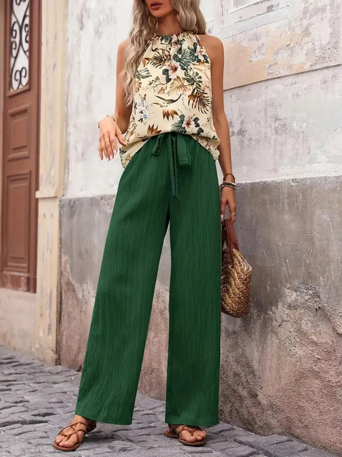 Printed Tank Top and Wide Leg Pants Set-Tops-Krush Kandy, Women's Online Fashion Boutique Located in Phoenix, Arizona (Scottsdale Area)