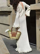 Ribbed Long Sleeve Dress with Ruffle Hem-Dresses-Krush Kandy, Women's Online Fashion Boutique Located in Phoenix, Arizona (Scottsdale Area)