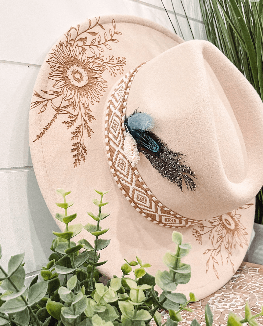 Engraved Floral Hat-Hats-Krush Kandy, Women's Online Fashion Boutique Located in Phoenix, Arizona (Scottsdale Area)