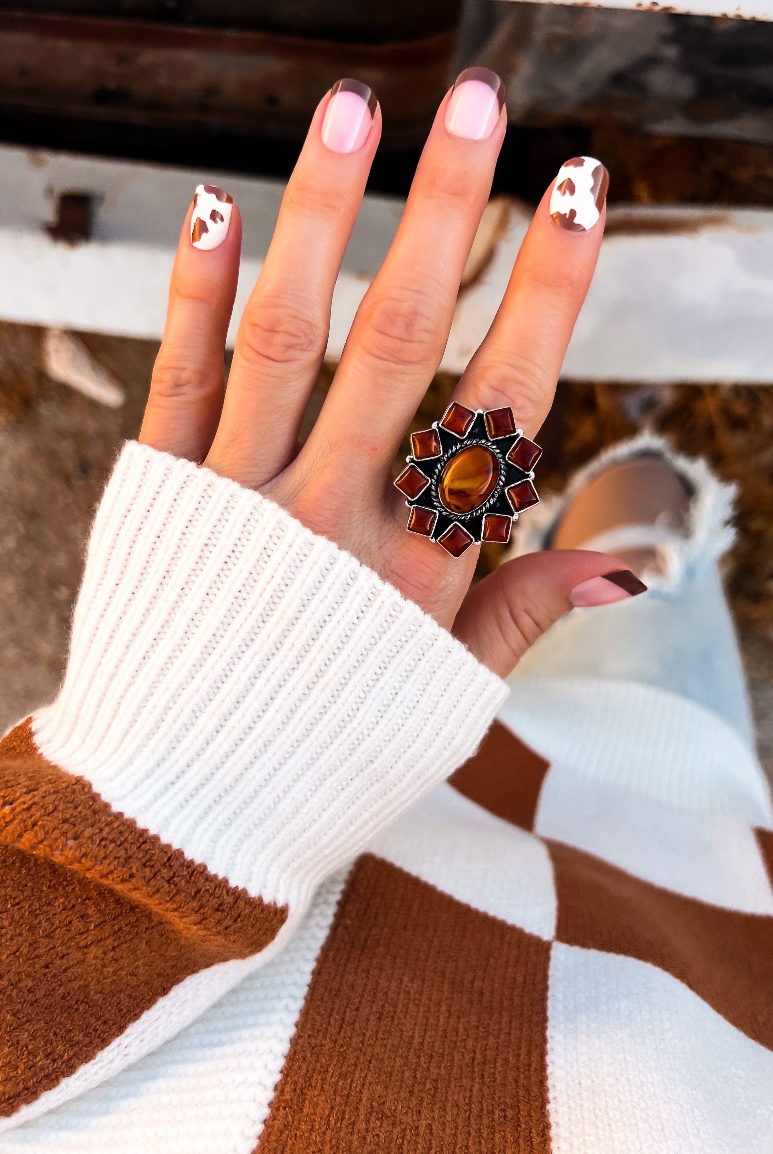 Amber Square Cut Blossom Ring-Rings-Krush Kandy, Women's Online Fashion Boutique Located in Phoenix, Arizona (Scottsdale Area)