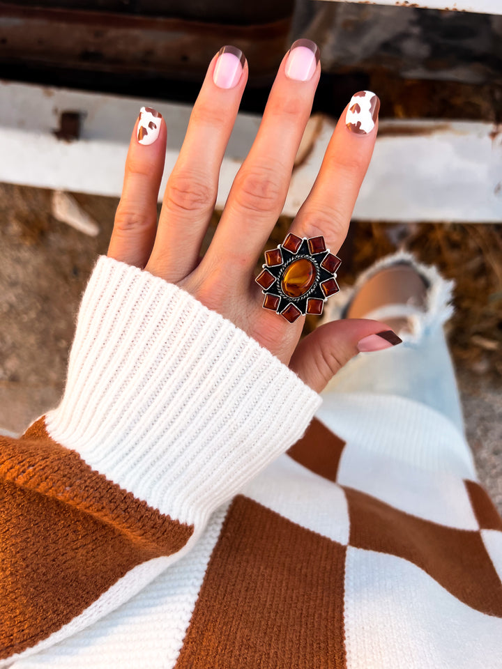 Amber Square Cut Blossom Ring-jewelry-Krush Kandy, Women's Online Fashion Boutique Located in Phoenix, Arizona (Scottsdale Area)