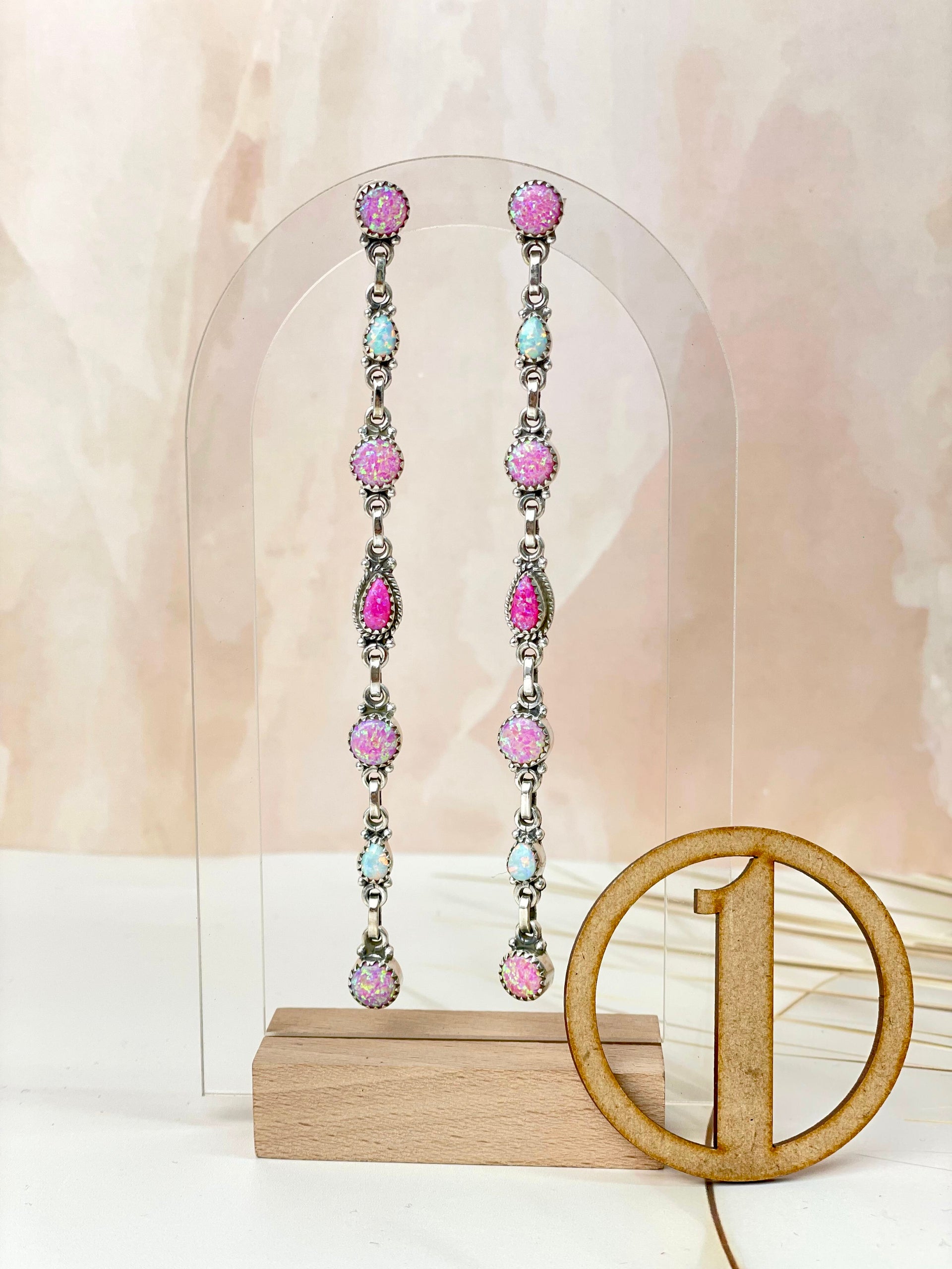 Luxurious Opal Long Stone Drop Earrings-Earrings-Krush Kandy, Women's Online Fashion Boutique Located in Phoenix, Arizona (Scottsdale Area)