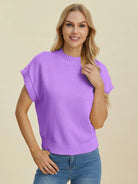 Double Take Full Size Mock Neck Short Sleeve Sweater-Krush Kandy, Women's Online Fashion Boutique Located in Phoenix, Arizona (Scottsdale Area)