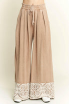 J.HER MineralWash Crochet Plicated Wide Leg Terry Pants-Krush Kandy, Women's Online Fashion Boutique Located in Phoenix, Arizona (Scottsdale Area)
