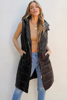 Longline Hooded Sleeveless Puffer Vest-Krush Kandy, Women's Online Fashion Boutique Located in Phoenix, Arizona (Scottsdale Area)