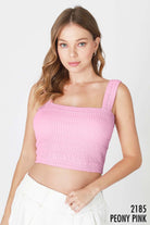 Shirred Square Neck Crop Top-Tanks-Krush Kandy, Women's Online Fashion Boutique Located in Phoenix, Arizona (Scottsdale Area)