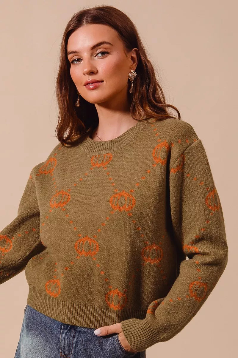 SO ME Pumpkin Rhombus Halloween Thanksgiving Sweater-Sweater-Krush Kandy, Women's Online Fashion Boutique Located in Phoenix, Arizona (Scottsdale Area)