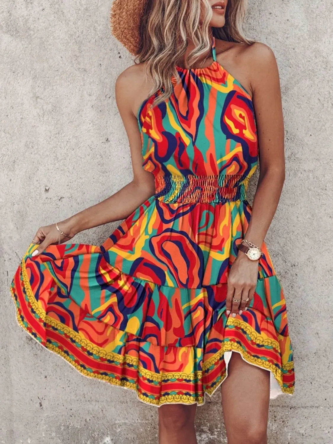 Paisley Print Halter Neck Mini Dress-Krush Kandy, Women's Online Fashion Boutique Located in Phoenix, Arizona (Scottsdale Area)