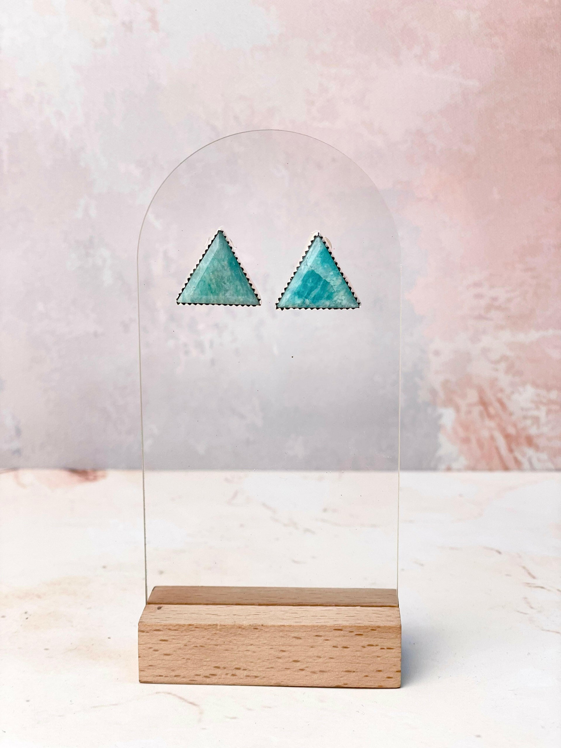 Tiffany's Triangle Single Stone Studs-Earrings-Krush Kandy, Women's Online Fashion Boutique Located in Phoenix, Arizona (Scottsdale Area)