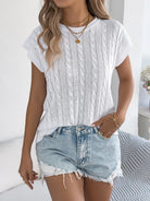 Cable-Knit Round Neck Knit Top-Tops-Krush Kandy, Women's Online Fashion Boutique Located in Phoenix, Arizona (Scottsdale Area)