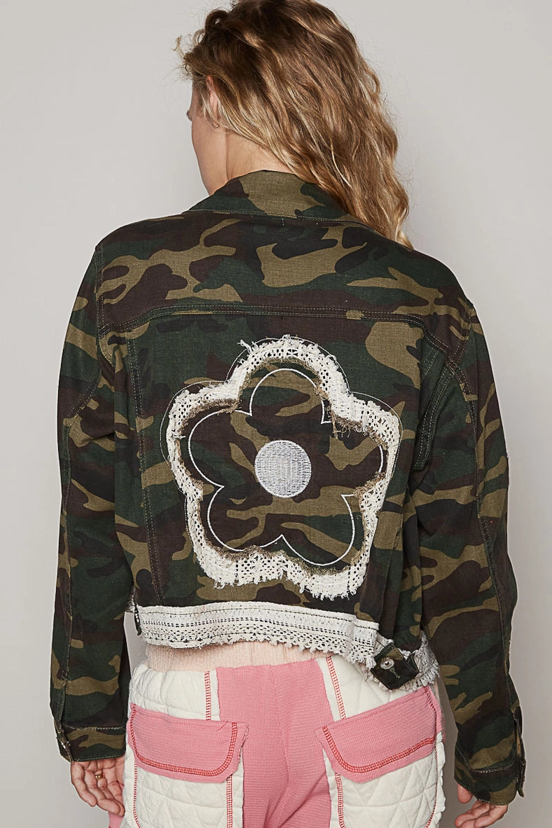 Vintage Flower Patch Jacket | Embroidered Twill Outerwear | Krush