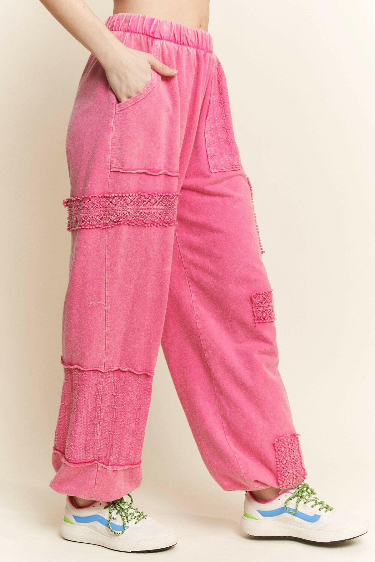 MineralWash Eyelet detailed Boho Joggers-Krush Kandy, Women's Online Fashion Boutique Located in Phoenix, Arizona (Scottsdale Area)