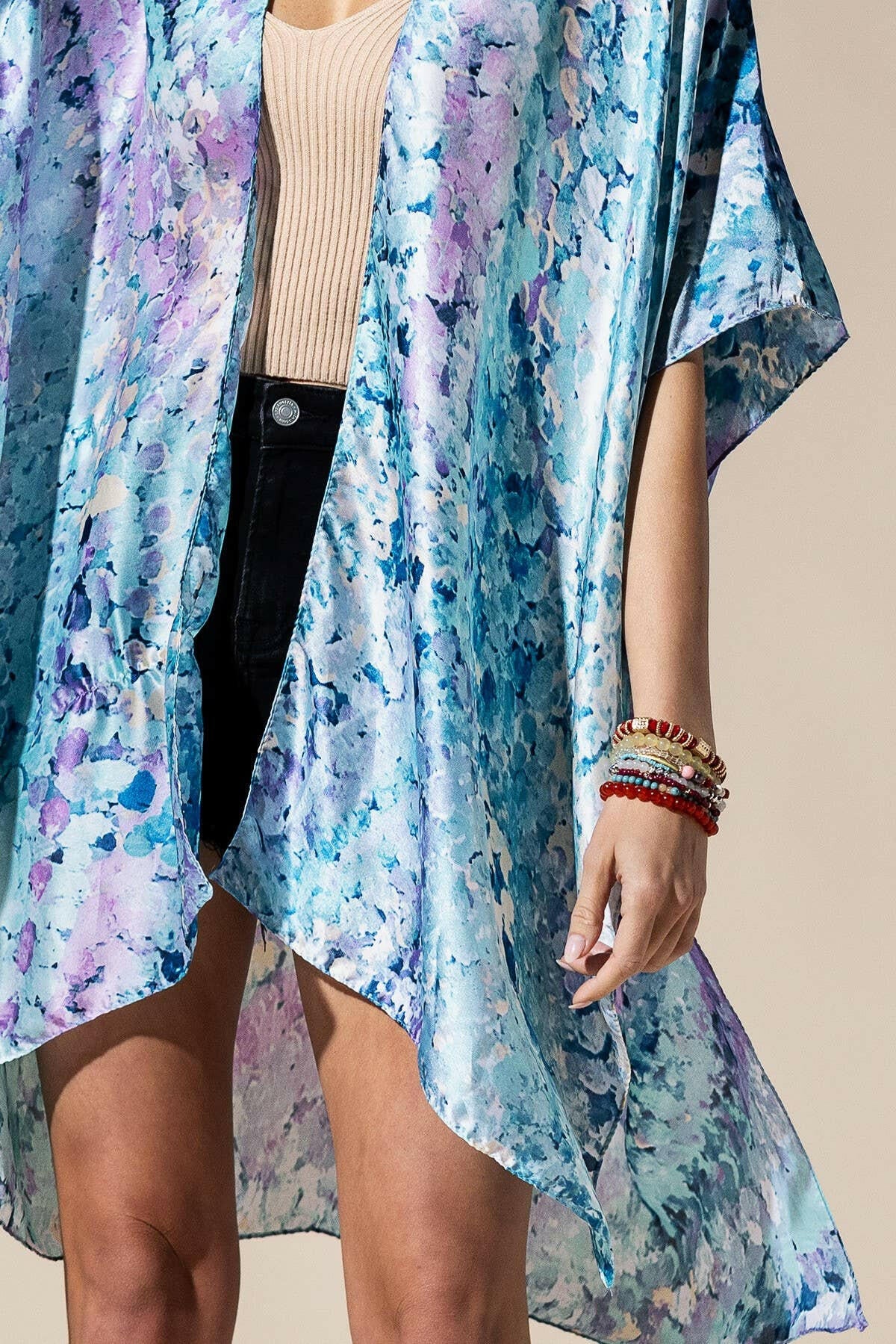 Abstract Print Silky Feel Kimono-Kimono-Krush Kandy, Women's Online Fashion Boutique Located in Phoenix, Arizona (Scottsdale Area)