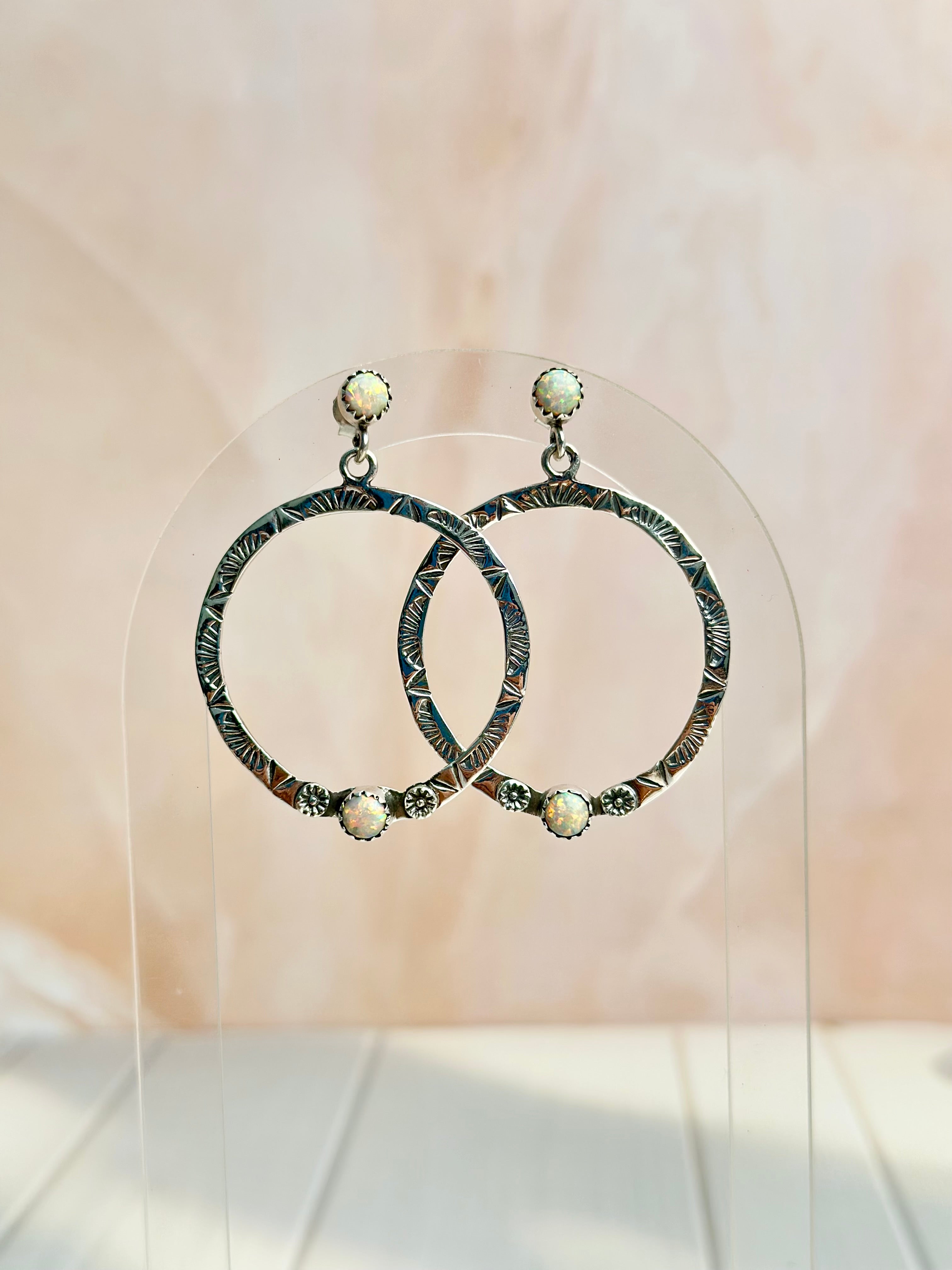 Boho Hoops Opal Earrings-Earrings-Krush Kandy, Women's Online Fashion Boutique Located in Phoenix, Arizona (Scottsdale Area)