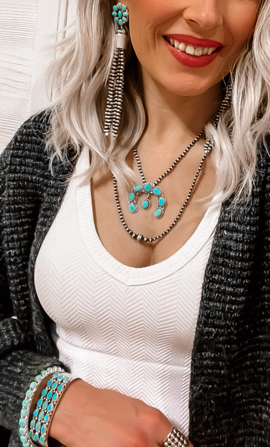 Luxe Desert Pearl & Turquoise Tassel Earrings | Krush Exclusive-Necklaces-Krush Kandy, Women's Online Fashion Boutique Located in Phoenix, Arizona (Scottsdale Area)
