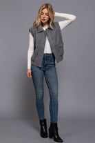 Notched Collar Soft Felt Zip Up Vest-Vests-Krush Kandy, Women's Online Fashion Boutique Located in Phoenix, Arizona (Scottsdale Area)