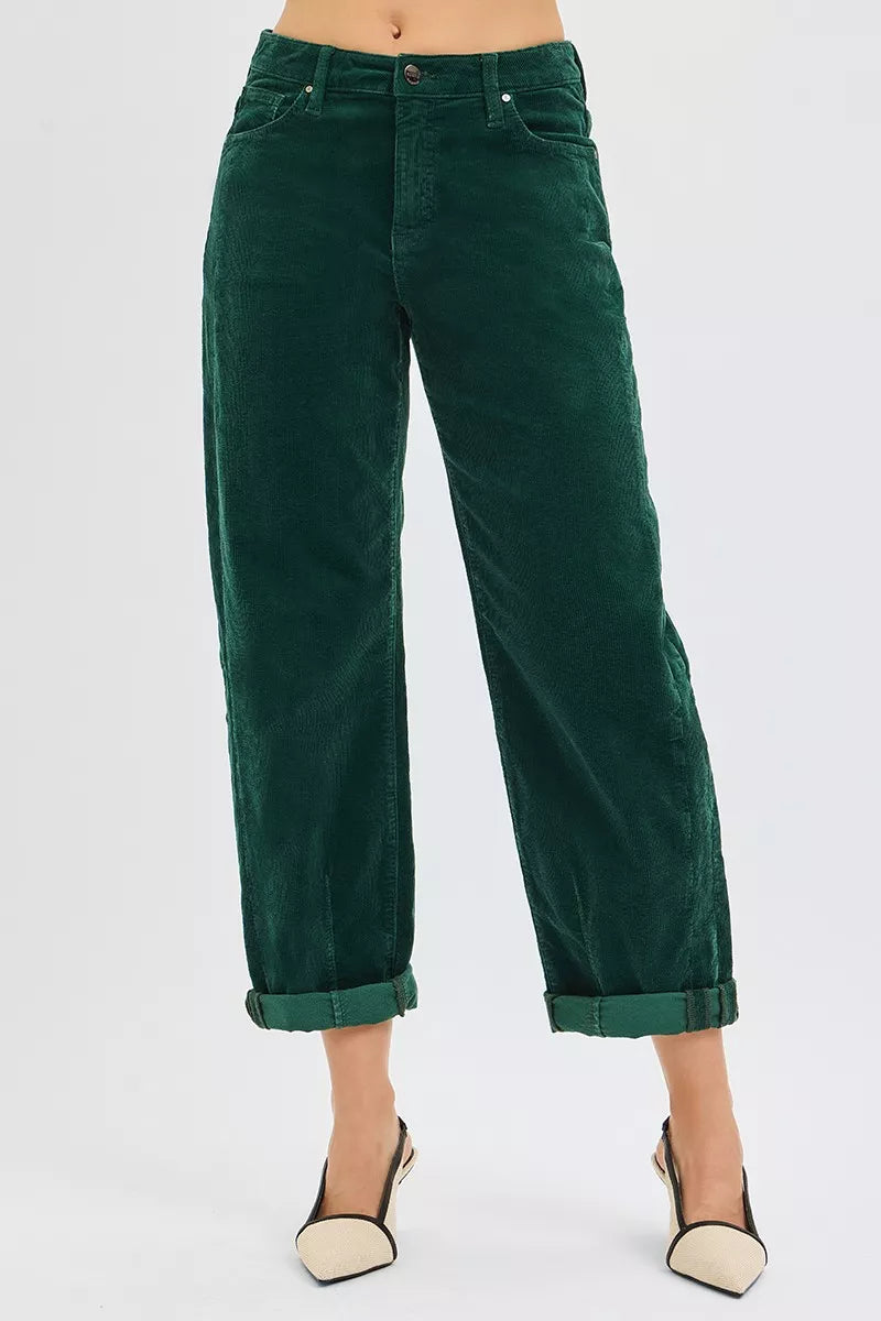 RISEN High Rise Crop Barrel Cordurory Pants-pants-Krush Kandy, Women's Online Fashion Boutique Located in Phoenix, Arizona (Scottsdale Area)