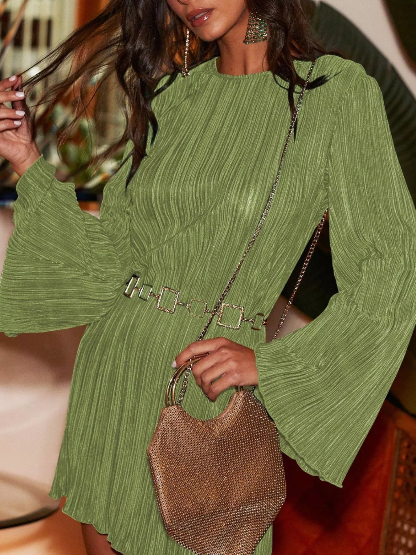 Cutout Back Flare Sleeve Dress-Dresses-Krush Kandy, Women's Online Fashion Boutique Located in Phoenix, Arizona (Scottsdale Area)