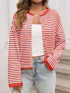 Striped Button-Up Cardigan-Sweaters-Krush Kandy, Women's Online Fashion Boutique Located in Phoenix, Arizona (Scottsdale Area)