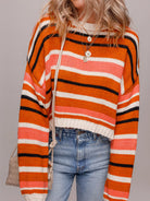 Stripe Drop Shoulder Cropped Sweater-Sweaters-Krush Kandy, Women's Online Fashion Boutique Located in Phoenix, Arizona (Scottsdale Area)