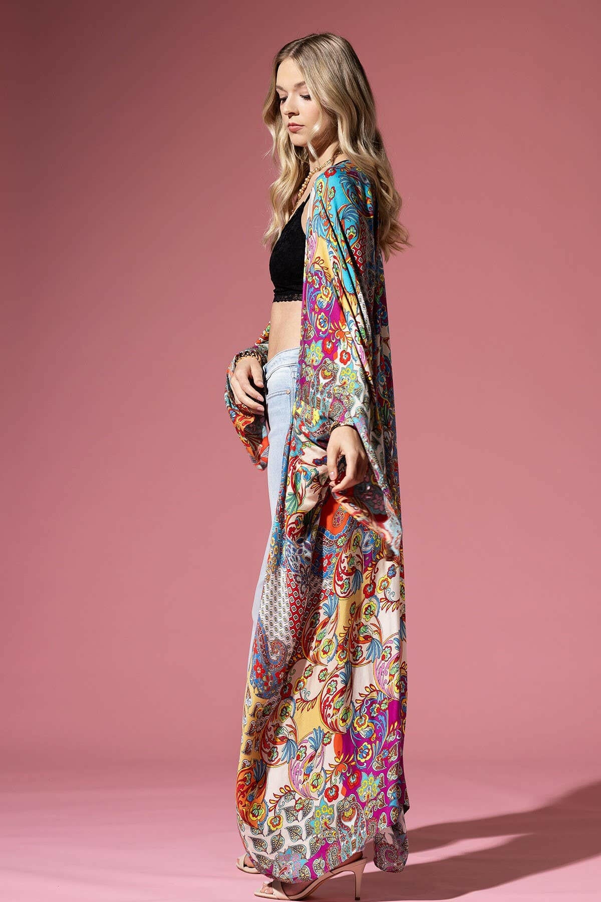 Kimono Duster With Intricate Angel Sleeves