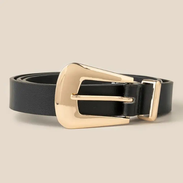 Bulky Buckle Vegan Leather Statement Belt
