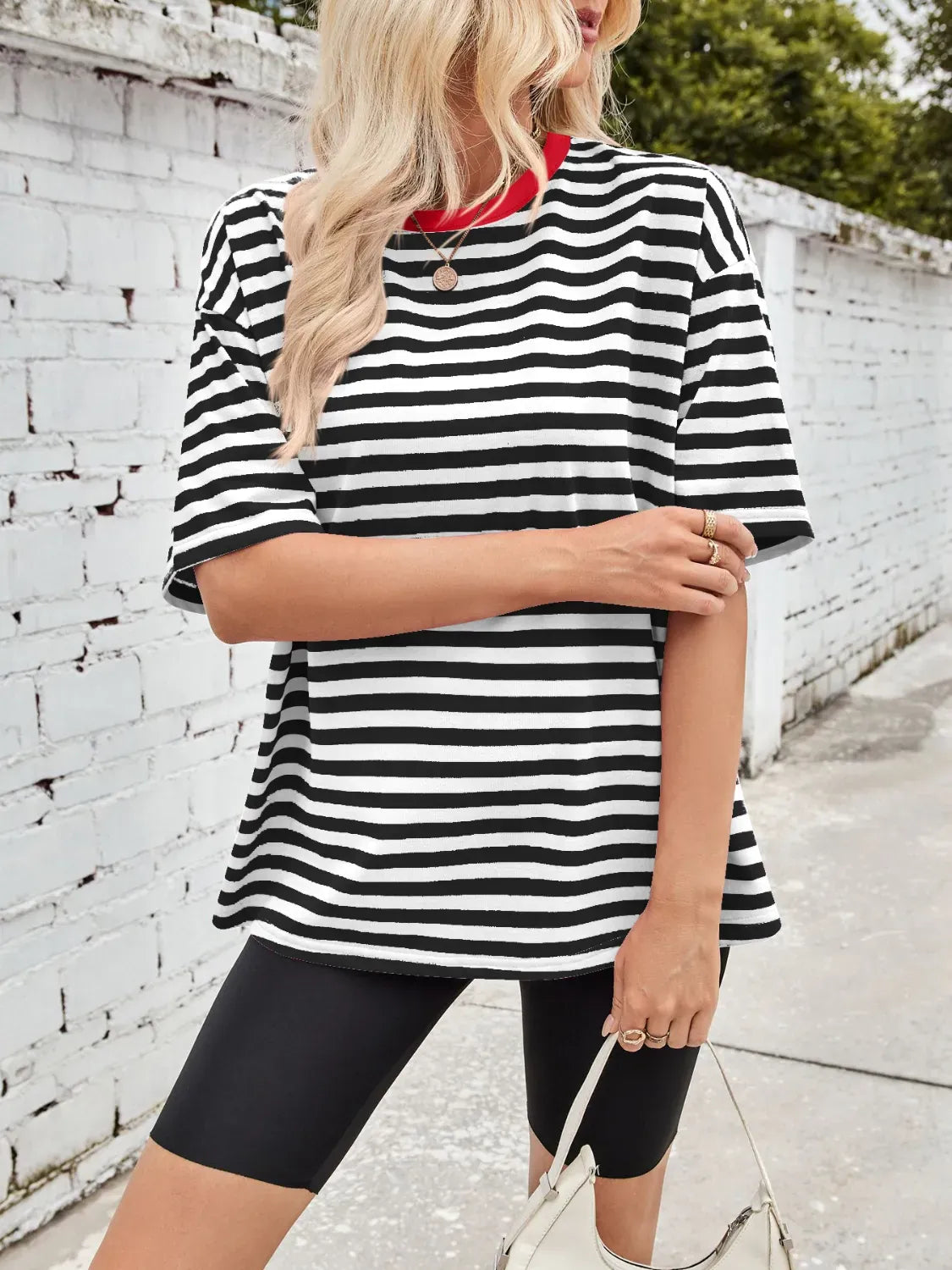 Neon Pop Stripe Oversized Tee-Tops-Krush Kandy, Women's Online Fashion Boutique Located in Phoenix, Arizona (Scottsdale Area)