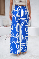 Smocked Printed Wide Leg Pants with Pockets-Pants-Krush Kandy, Women's Online Fashion Boutique Located in Phoenix, Arizona (Scottsdale Area)