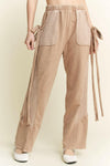 J.HER Mineral Wash Side Ribbon Bow pants-Pants-Krush Kandy, Women's Online Fashion Boutique Located in Phoenix, Arizona (Scottsdale Area)