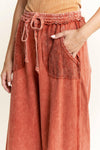 J.HER Mineral Wash Wide Pants with Raw Hem Frayed Details-Pants-Krush Kandy, Women's Online Fashion Boutique Located in Phoenix, Arizona (Scottsdale Area)