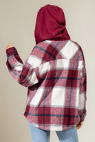 Drawstring Plaid Dropped Shoulder Hooded Shacket-Krush Kandy, Women's Online Fashion Boutique Located in Phoenix, Arizona (Scottsdale Area)