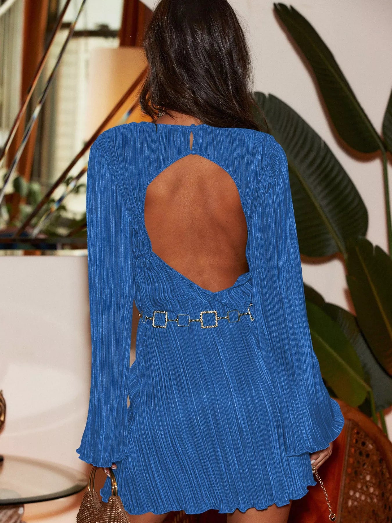 Cutout Back Flare Sleeve Dress-Dresses-Krush Kandy, Women's Online Fashion Boutique Located in Phoenix, Arizona (Scottsdale Area)