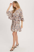 Floral Print Angel Sleeves Dress-Dresses-Krush Kandy, Women's Online Fashion Boutique Located in Phoenix, Arizona (Scottsdale Area)