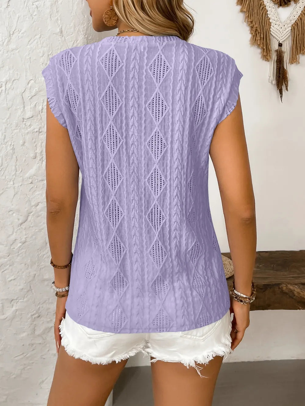 Eyelet Round Neck Cap Sleeve Top-Krush Kandy, Women's Online Fashion Boutique Located in Phoenix, Arizona (Scottsdale Area)