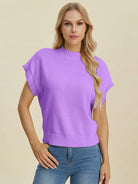 Double Take Full Size Mock Neck Short Sleeve Sweater-Krush Kandy, Women's Online Fashion Boutique Located in Phoenix, Arizona (Scottsdale Area)
